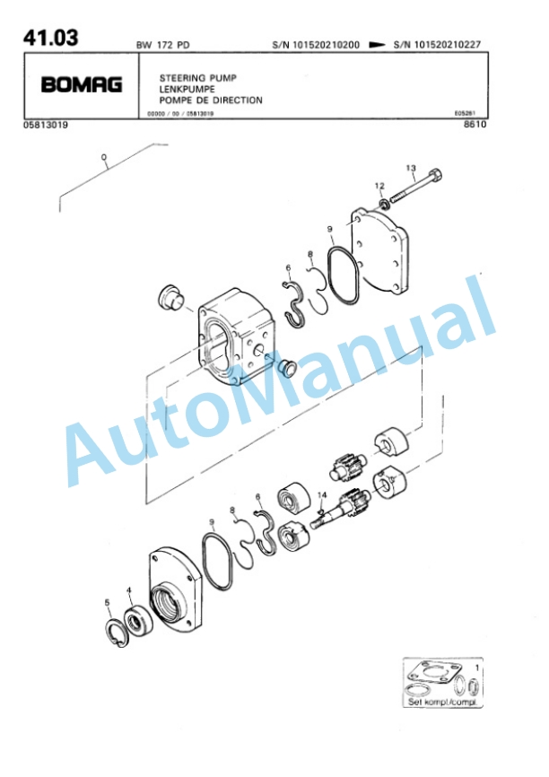 Bomag BW 172 PD Single Drum Wheel Drive Vibratory Roller Spare Parts Catalogue 00810128 3 Bomag BW 172 PD Single Drum Wheel Drive Vibratory Roller Spare Parts Catalogue 00810128-3