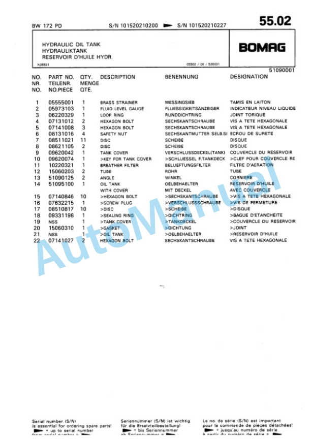Bomag BW 172 PD Single Drum Wheel Drive Vibratory Roller Spare Parts Catalogue 00810128 4 Bomag BW 172 PD Single Drum Wheel Drive Vibratory Roller Spare Parts Catalogue 00810128-4