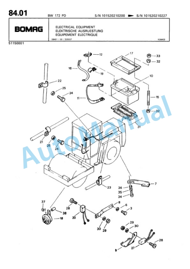 Bomag BW 172 PD Single Drum Wheel Drive Vibratory Roller Spare Parts Catalogue 00810128 5 Bomag BW 172 PD Single Drum Wheel Drive Vibratory Roller Spare Parts Catalogue 00810128-5