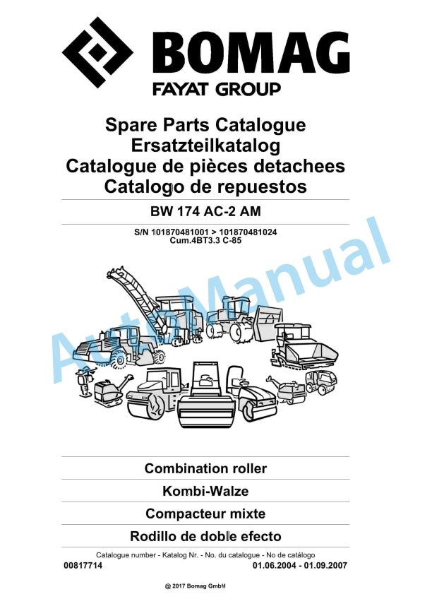 Bomag BW 174 AC-2 AM Combination Roller Spare Parts Catalogue 00817714 1 Bomag BW 174 AC-2 AM Combination Roller Spare Parts Catalogue 00817714