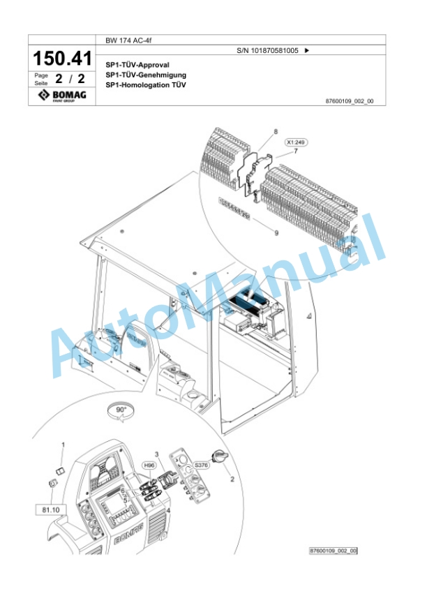 Bomag BW 174 AC-4f Tandem Vibratory Roller Spare Parts Catalogue 00825107 5 Bomag BW 174 AC-4f Tandem Vibratory Roller Spare Parts Catalogue 00825107-5