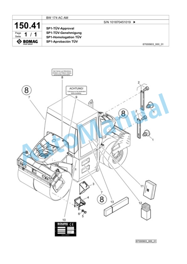 Bomag BW 174 AC AM Combination Roller Spare Parts Catalogue 00817500 4 Bomag BW 174 AC AM Combination Roller Spare Parts Catalogue 00817500-4