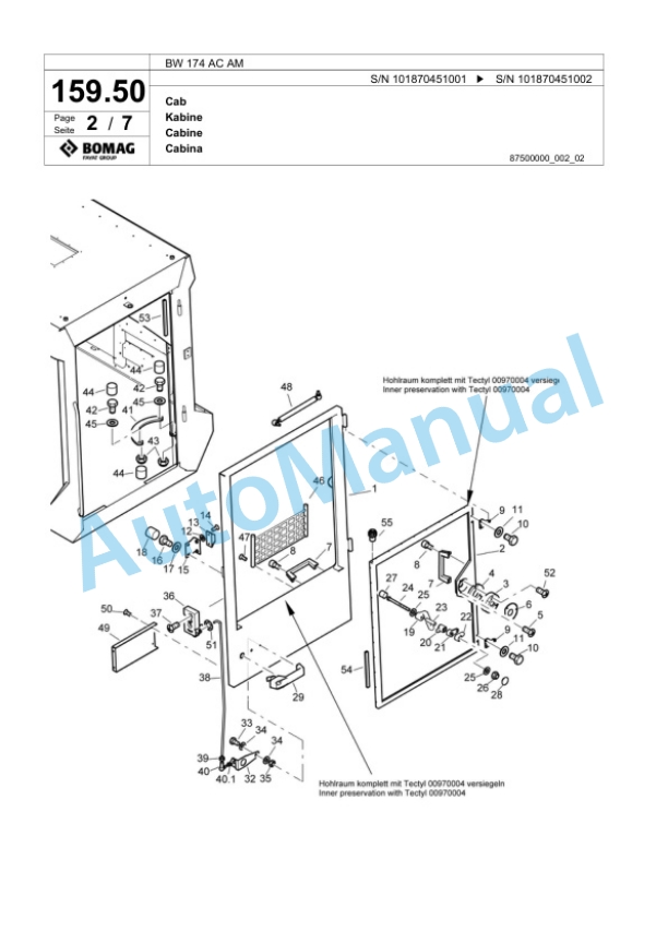 Bomag BW 174 AC AM Combination Roller Spare Parts Catalogue 00817500 5 Bomag BW 174 AC AM Combination Roller Spare Parts Catalogue 00817500-5