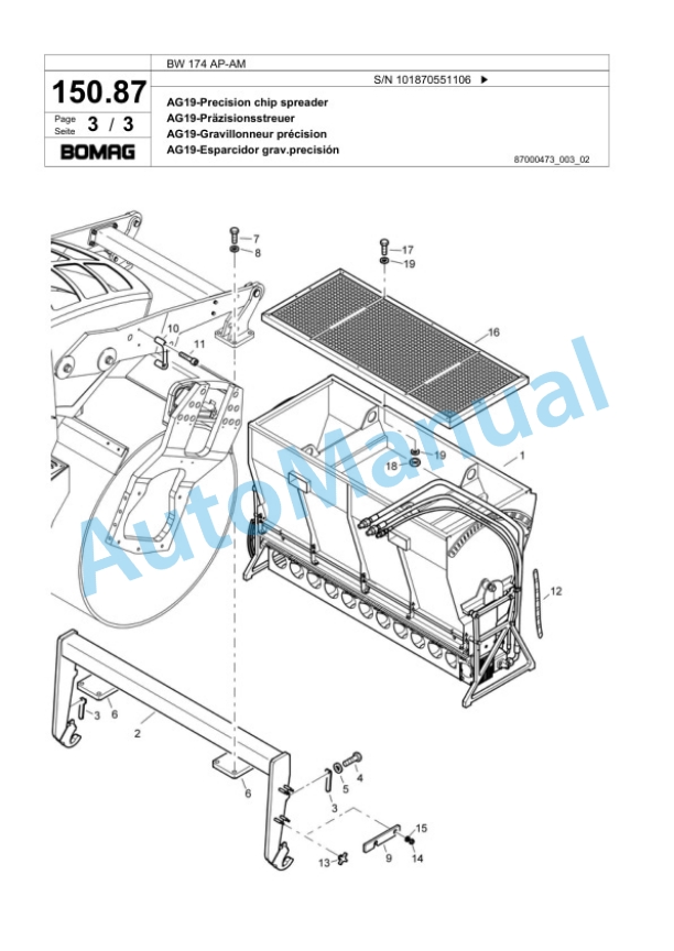 Bomag BW 174 AC-AM Tandem Vibratory Roller Spare Parts Catalogue 00818537 4 Bomag BW 174 AC-AM Tandem Vibratory Roller Spare Parts Catalogue 00818537-4