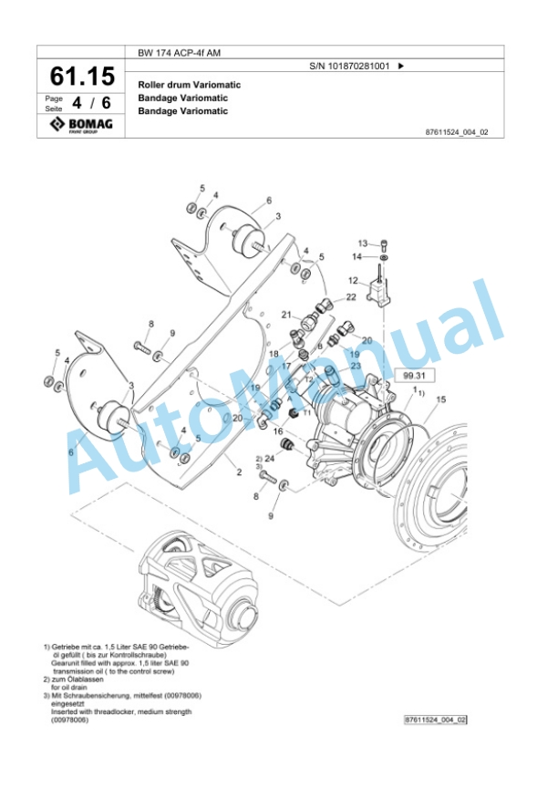 Bomag BW 174 ACP-4f AM Combination Roller Spare Parts Catalogue 00826155 2 Bomag BW 174 ACP-4f AM Combination Roller Spare Parts Catalogue 00826155-2