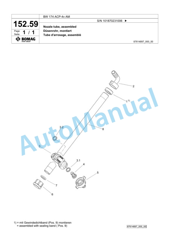 Bomag BW 174 ACP-4v AM Combination Roller Spare Parts Catalogue 00825823 4 Bomag BW 174 ACP-4v AM Combination Roller Spare Parts Catalogue 00825823-4
