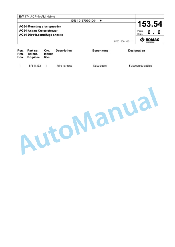 Bomag BW 174 ACP-4v AM Hybrid Combination Roller Spare Parts Catalogue 00826357 4 Bomag BW 174 ACP-4v AM Hybrid Combination Roller Spare Parts Catalogue 00826357-4