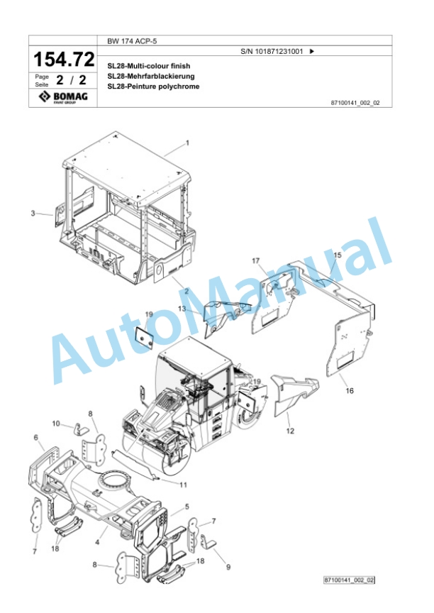Bomag BW 174 ACP-5 Combination Roller Spare Parts Catalogue 00826327 4 Bomag BW 174 ACP-5 Combination Roller Spare Parts Catalogue 00826327-4