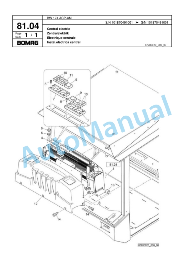 Bomag BW 174 ACP-AM Combination Roller Spare Parts Catalogue 00818535 2 Bomag BW 174 ACP-AM Combination Roller Spare Parts Catalogue 00818535-2