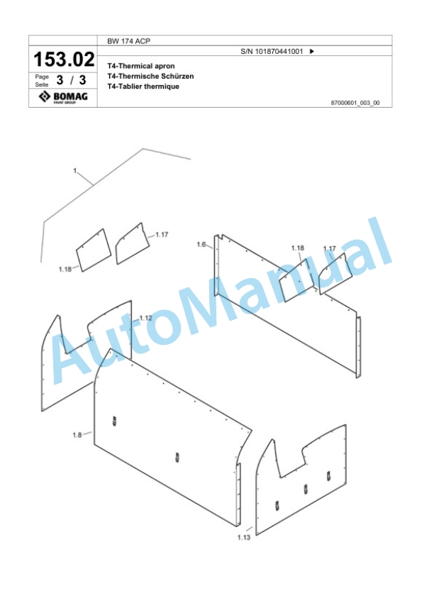 Bomag BW 174 ACP Combination Roller Spare Parts Catalogue 00818519 5 Bomag BW 174 ACP Combination Roller Spare Parts Catalogue 00818519-5
