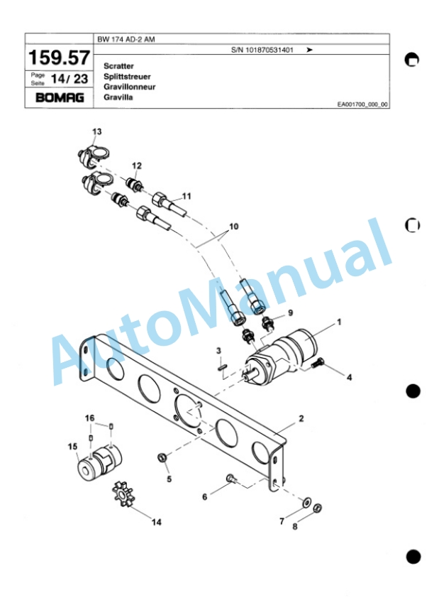 Bomag BW 174 AD-2 AM Tandem Vibratory Roller Spare Parts Catalogue 00817692-4