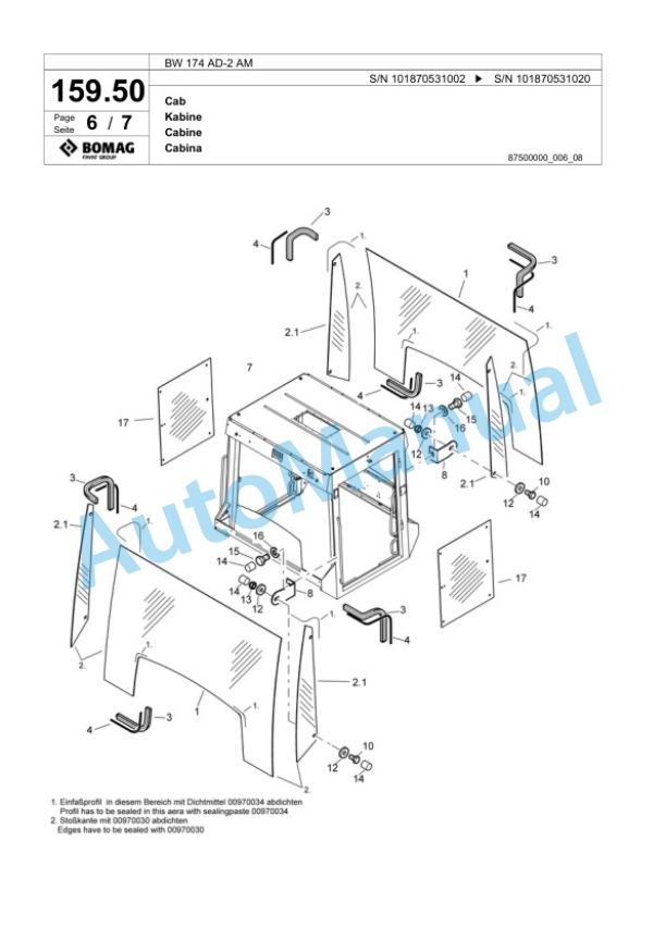 Bomag BW 174 AD-2 AM Tandem Vibratory Roller Spare Parts Catalogue 00817693 5 Bomag BW 174 AD-2 AM Tandem Vibratory Roller Spare Parts Catalogue 00817693-5