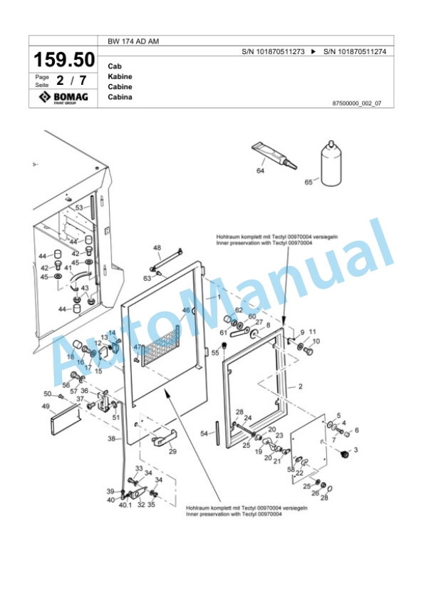 Bomag BW 174 AD AM Tandem Vibratory Roller Spare Parts Catalogue 00817502 5 Bomag BW 174 AD AM Tandem Vibratory Roller Spare Parts Catalogue 00817502-5