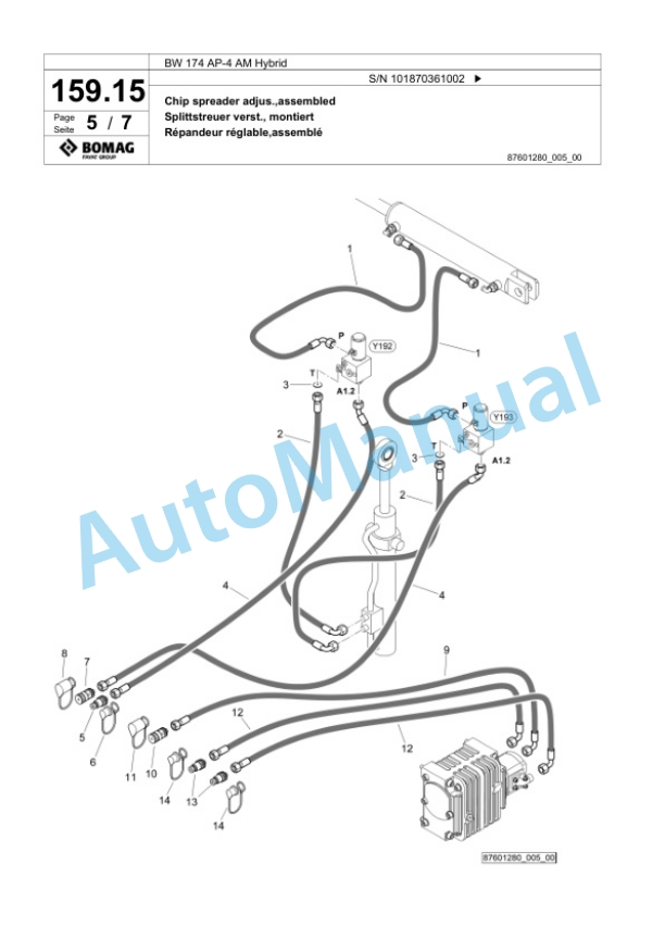 Bomag BW 174 AP-4 AM Hybrid Tandem Vibratory Roller Spare Parts Catalogue 00825253 5 Bomag BW 174 AP-4 AM Hybrid Tandem Vibratory Roller Spare Parts Catalogue 00825253-5