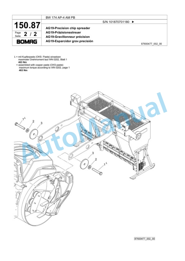 Bomag BW 174 AP-4 AM PB Tandem Vibratory Roller Spare Parts Catalogue 00818971 4 Bomag BW 174 AP-4 AM PB Tandem Vibratory Roller Spare Parts Catalogue 00818971-4