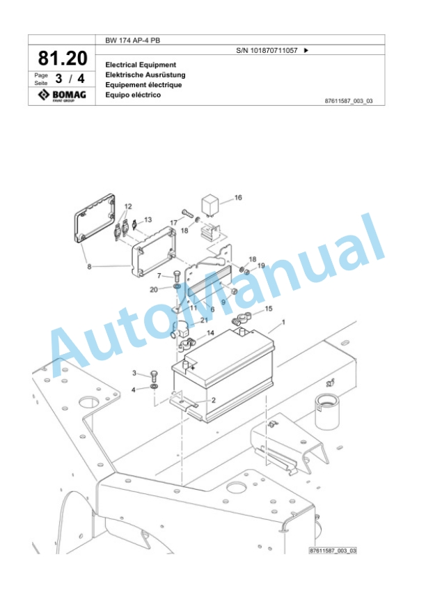 Bomag BW 174 AP-4 PB Tandem Vibratory Roller Spare Parts Catalogue 00818973 2 Bomag BW 174 AP-4 PB Tandem Vibratory Roller Spare Parts Catalogue 00818973-2