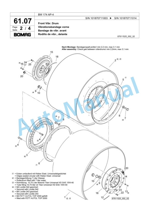 Bomag BW 174 AP-4 Tandem Vibratory Roller Spare Parts Catalogue 00818657 2 Bomag BW 174 AP-4 Tandem Vibratory Roller Spare Parts Catalogue 00818657-2