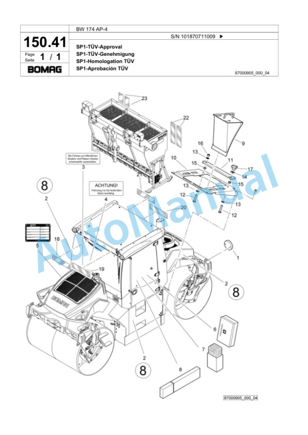 Bomag BW 174 AP-4 Tandem Vibratory Roller Spare Parts Catalogue 00818657 4 Bomag BW 174 AP-4 Tandem Vibratory Roller Spare Parts Catalogue 00818657-4