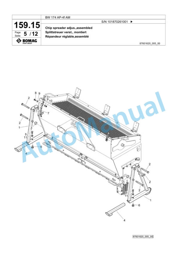 Bomag BW 174 AP-4f AM Tandem Vibratory Roller Spare Parts Catalogue 00826151 5 Bomag BW 174 AP-4f AM Tandem Vibratory Roller Spare Parts Catalogue 00826151-5