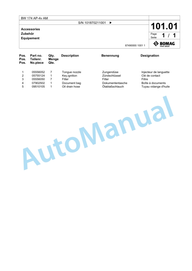 Bomag BW 174 AP-4v AM Tandem Vibratory Roller Spare Parts Catalogue 00825819 3 Bomag BW 174 AP-4v AM Tandem Vibratory Roller Spare Parts Catalogue 00825819-3