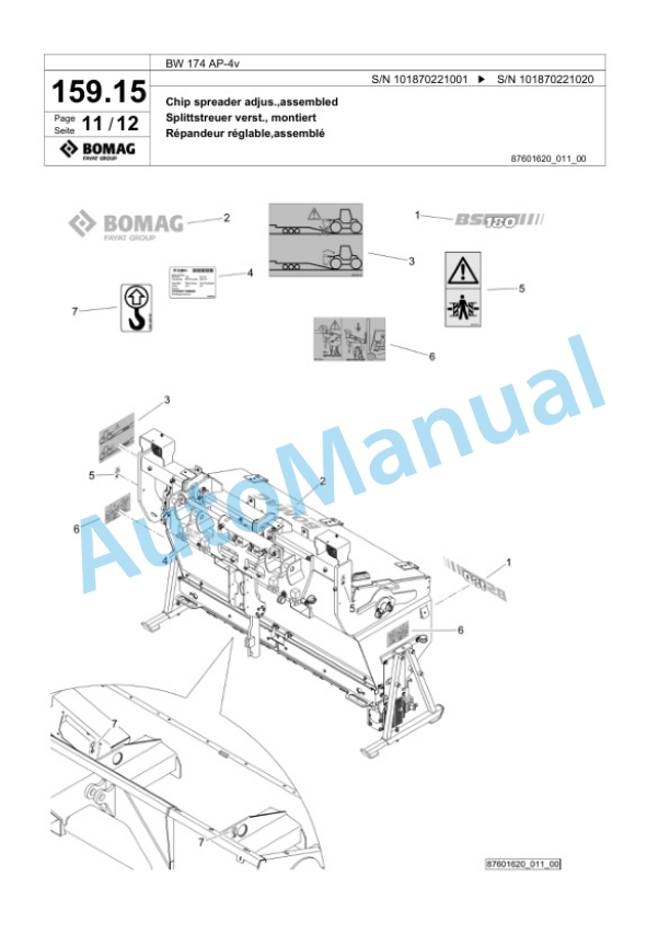 Bomag BW 174 AP-4v Tandem Vibratory Roller Spare Parts Catalogue 00825821 5 Bomag BW 174 AP-4v Tandem Vibratory Roller Spare Parts Catalogue 00825821-5