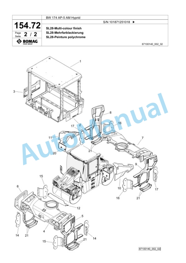 Bomag BW 174 AP-5 AM Hybrid Tandem Vibratory Roller Spare Parts Catalogue 00826447 4 Bomag BW 174 AP-5 AM Hybrid Tandem Vibratory Roller Spare Parts Catalogue 00826447-4