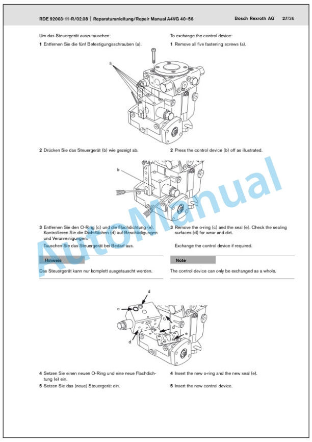 Bomag BW 174 AP AM, BW 174 ACP AM Tandem Vibratory Roller Service Manual 00891520 4 Bomag BW 174 AP AM, BW 174 ACP AM Tandem Vibratory Roller Service Manual 00891520 - Image 4