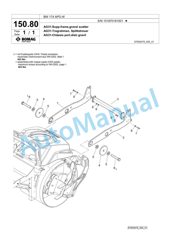 Bomag BW 174 APO-4f Tandem Vibratory Roller Spare Parts Catalogue 00825101 5 Bomag BW 174 APO-4f Tandem Vibratory Roller Spare Parts Catalogue 00825101-5