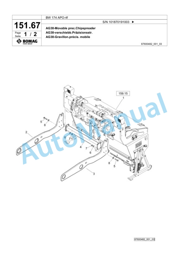 Bomag BW 174 APO-4f Tandem Vibratory Roller Spare Parts Catalogue 00826149 4 Bomag BW 174 APO-4f Tandem Vibratory Roller Spare Parts Catalogue 00826149-4