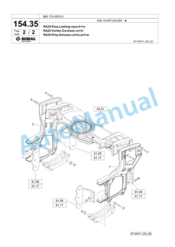 Bomag BW 174 APO-5 Tandem Vibratory Roller Spare Parts Catalogue 00826329 4 Bomag BW 174 APO-5 Tandem Vibratory Roller Spare Parts Catalogue 00826329-4