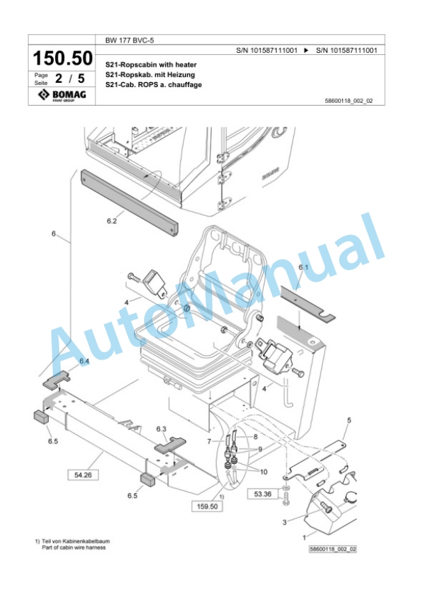 Bomag BW 177 BVC-5 Single Drum Wheel Drive Vibratory Roller Spare Parts Catalogue 00825731 3 Bomag BW 177 BVC-5 Single Drum Wheel Drive Vibratory Roller Spare Parts Catalogue 00825731-3