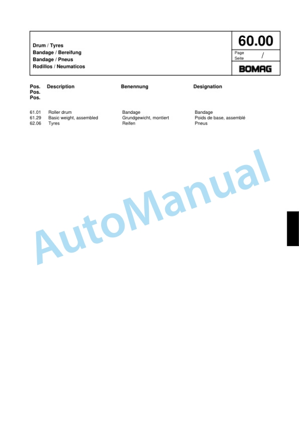 Bomag BW 177 D-3 Single Drum Wheel Drive Vibratory Roller Spare Parts Catalogue 00817749 2 Bomag BW 177 D-3 Single Drum Wheel Drive Vibratory Roller Spare Parts Catalogue 00817749-2