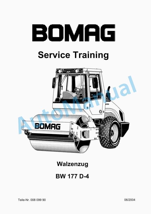 Bomag BW 177 D-4 Single Drum Roller Service Training 00809990 1 Bomag BW 177 D-4 Single Drum Roller Service Training 00809990