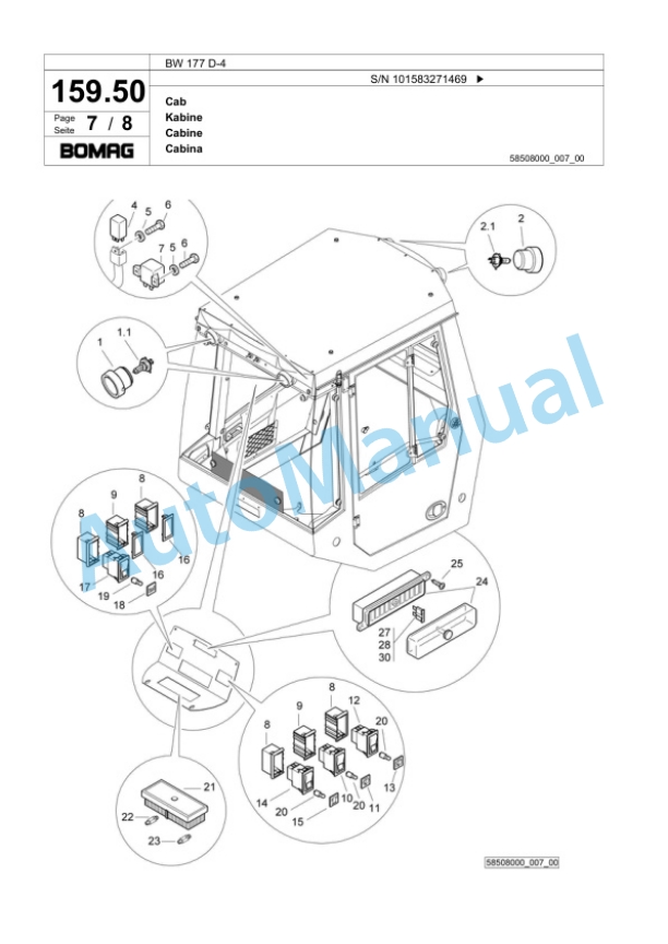 Bomag BW 177 D-4 Single Drum Wheel Drive Vibratory Roller Spare Parts Catalogue 00818451 5 Bomag BW 177 D-4 Single Drum Wheel Drive Vibratory Roller Spare Parts Catalogue 00818451-5