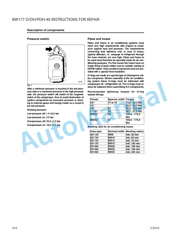 Bomag BW 177 D-40, BW 177 DH-40, BW 177 PDH-40 Single Drum Roller Repair Instructions 0852794 2 Bomag BW 177 D-40, BW 177 DH-40, BW 177 PDH-40 Single Drum Roller Repair Instructions 0852794-2