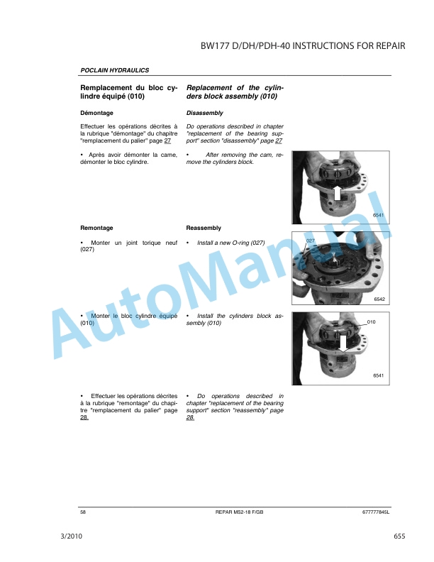 Bomag BW 177 D-40, BW 177 DH-40, BW 177 PDH-40 Single Drum Roller Repair Instructions 0852794 5 Bomag BW 177 D-40, BW 177 DH-40, BW 177 PDH-40 Single Drum Roller Repair Instructions 0852794-5