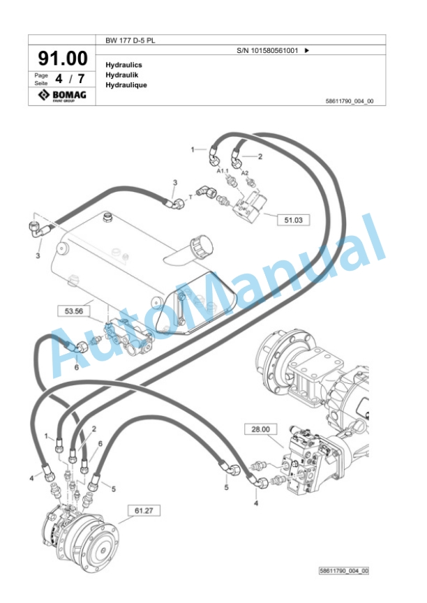 Bomag BW 177 D-5 PL Single Drum Wheel Drive Vibratory Roller Spare Parts Catalogue 00827081 2 Bomag BW 177 D-5 PL Single Drum Wheel Drive Vibratory Roller Spare Parts Catalogue 00827081-2