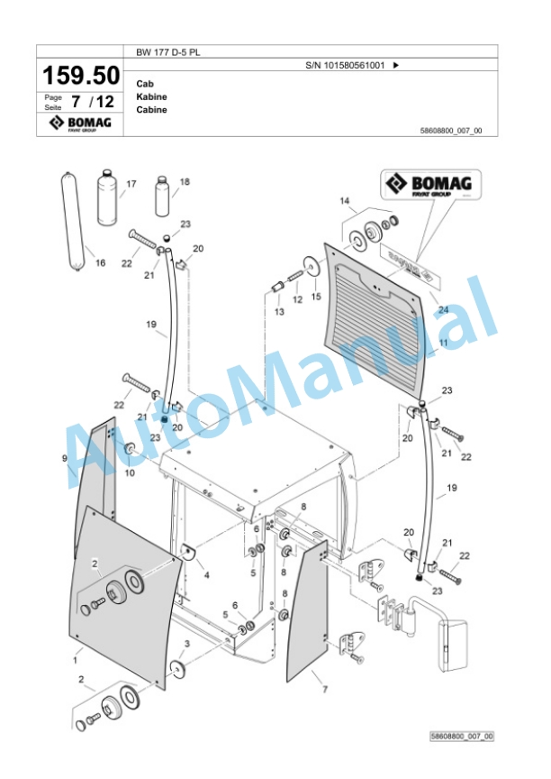 Bomag BW 177 D-5 PL Single Drum Wheel Drive Vibratory Roller Spare Parts Catalogue 00827081 4 Bomag BW 177 D-5 PL Single Drum Wheel Drive Vibratory Roller Spare Parts Catalogue 00827081-4