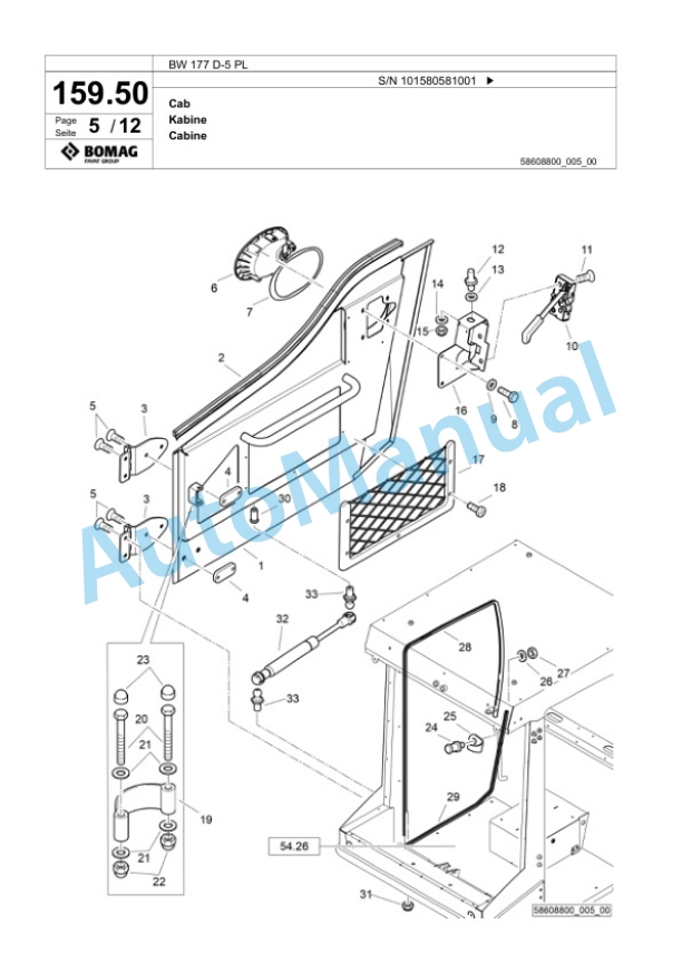 Bomag BW 177 D-5 PL Single Drum Wheel Drive Vibratory Roller Spare Parts Catalogue 00827085 5 Bomag BW 177 D-5 PL Single Drum Wheel Drive Vibratory Roller Spare Parts Catalogue 00827085-5
