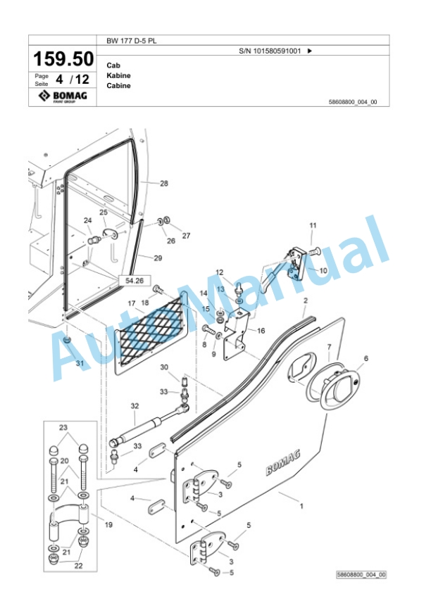 Bomag BW 177 D-5 PL Single Drum Wheel Drive Vibratory Roller Spare Parts Catalogue 00827087 5 Bomag BW 177 D-5 PL Single Drum Wheel Drive Vibratory Roller Spare Parts Catalogue 00827087-5