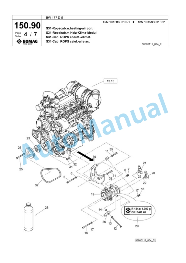Bomag BW 177 D-5 Single Drum Wheel Drive Vibratory Roller Spare Parts Catalogue 00824351 4 Bomag BW 177 D-5 Single Drum Wheel Drive Vibratory Roller Spare Parts Catalogue 00824351-4