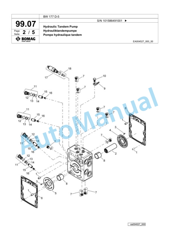 Bomag BW 177 D-5 Single Drum Wheel Drive Vibratory Roller Spare Parts Catalogue 00824913 2 Bomag BW 177 D-5 Single Drum Wheel Drive Vibratory Roller Spare Parts Catalogue 00824913-2