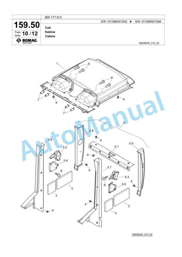 Bomag BW 177 D-5 Single Drum Wheel Drive Vibratory Roller Spare Parts Catalogue 00824915 4 Bomag BW 177 D-5 Single Drum Wheel Drive Vibratory Roller Spare Parts Catalogue 00824915-4