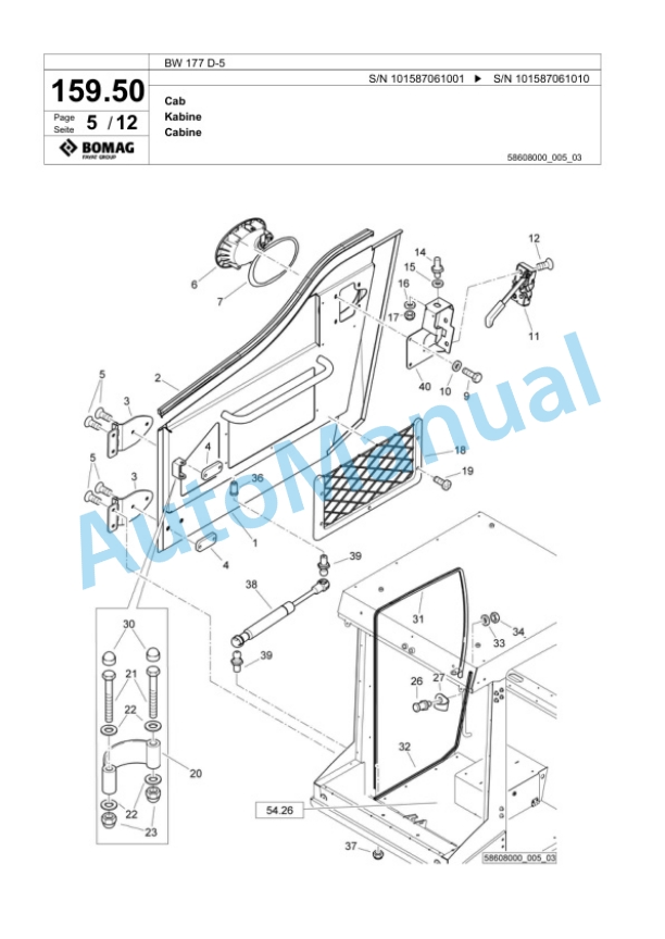 Bomag BW 177 D-5 Single Drum Wheel Drive Vibratory Roller Spare Parts Catalogue 00825725 4 Bomag BW 177 D-5 Single Drum Wheel Drive Vibratory Roller Spare Parts Catalogue 00825725-4