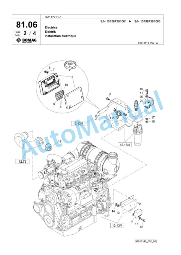 Bomag BW 177 D-5 Single Drum Wheel Drive Vibratory Roller Spare Parts Catalogue 00826055 2 Bomag BW 177 D-5 Single Drum Wheel Drive Vibratory Roller Spare Parts Catalogue 00826055-2
