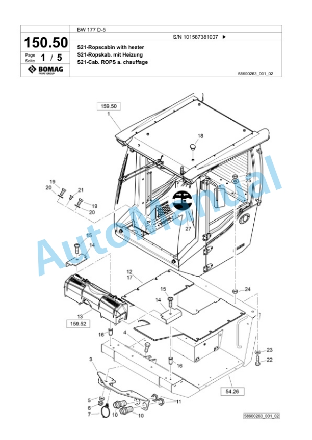 Bomag BW 177 D-5 Single Drum Wheel Drive Vibratory Roller Spare Parts Catalogue 00826055 3 Bomag BW 177 D-5 Single Drum Wheel Drive Vibratory Roller Spare Parts Catalogue 00826055-3