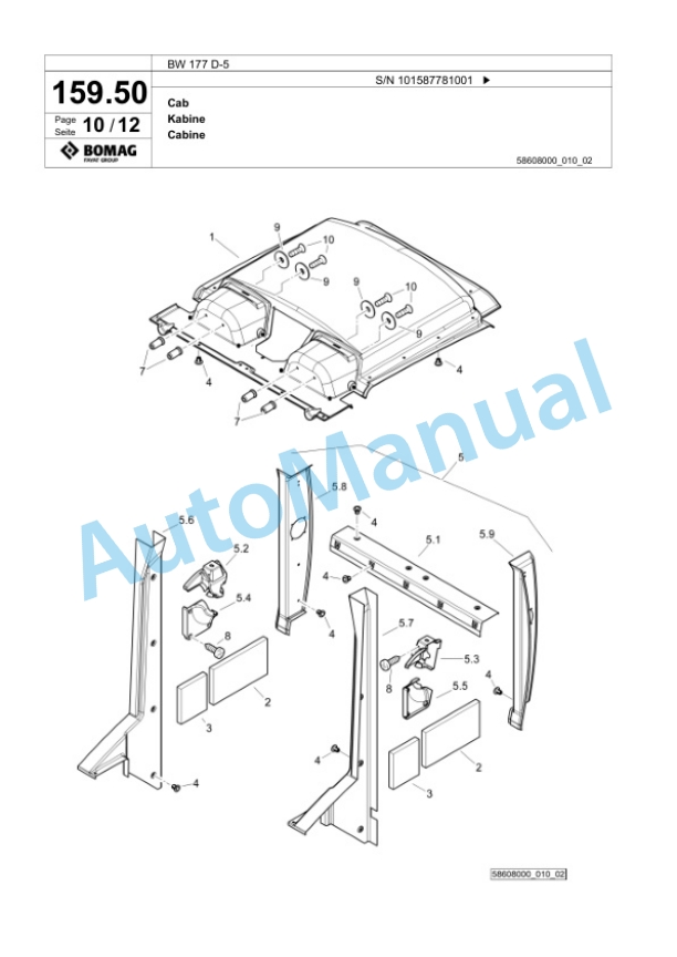 Bomag BW 177 D-5 Single Drum Wheel Drive Vibratory Roller Spare Parts Catalogue 00826773 5 Bomag BW 177 D-5 Single Drum Wheel Drive Vibratory Roller Spare Parts Catalogue 00826773-5