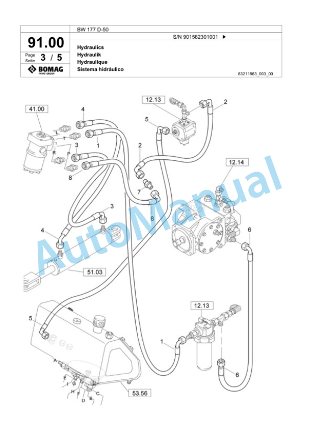 Bomag BW 177 D-50 Single Drum Wheel Drive Vibratory Roller Spare Parts Catalogue 00824087 2 Bomag BW 177 D-50 Single Drum Wheel Drive Vibratory Roller Spare Parts Catalogue 00824087-2