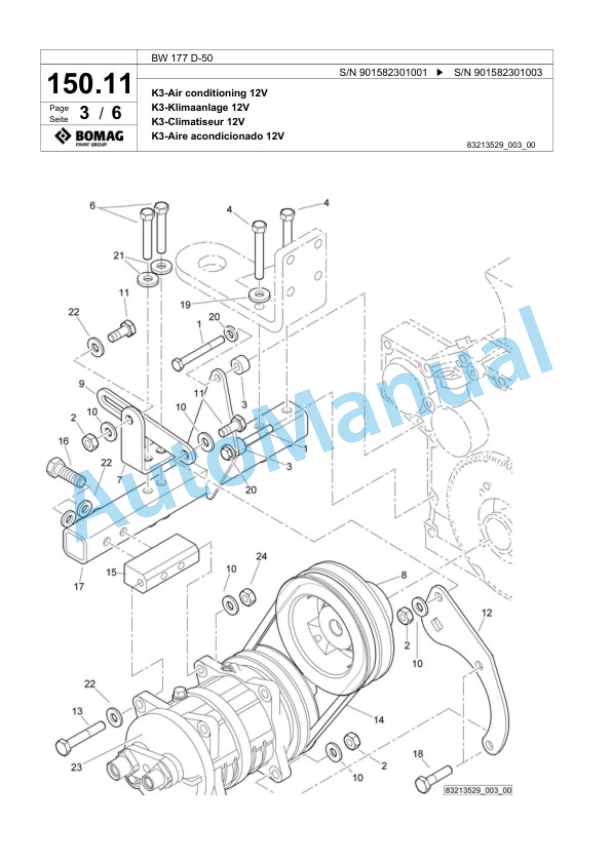 Bomag BW 177 D-50 Single Drum Wheel Drive Vibratory Roller Spare Parts Catalogue 00824087 3 Bomag BW 177 D-50 Single Drum Wheel Drive Vibratory Roller Spare Parts Catalogue 00824087-3
