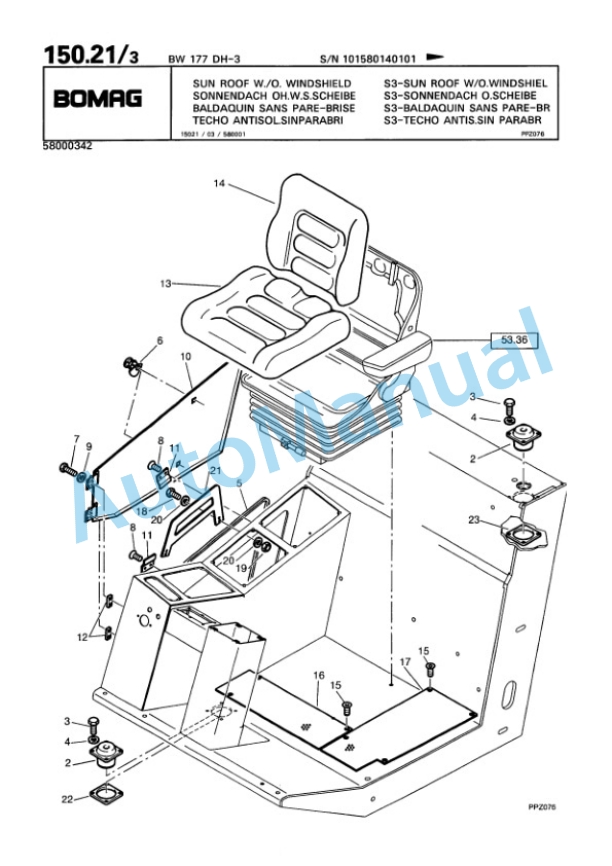 Bomag BW 177 DH-3 Single Drum Wheel Drive Vibratory Roller Spare Parts Catalogue 00815314 3 Bomag BW 177 DH-3 Single Drum Wheel Drive Vibratory Roller Spare Parts Catalogue 00815314-3